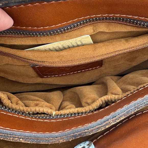 Patricia Nash Leather Shoulder Bag Tan Brown Tote Satchel Double Strap Purse - Picture 11 of 16